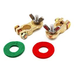 UTSAUTO Thickened Brass Battery Terminal Set 2Pcs Positive &